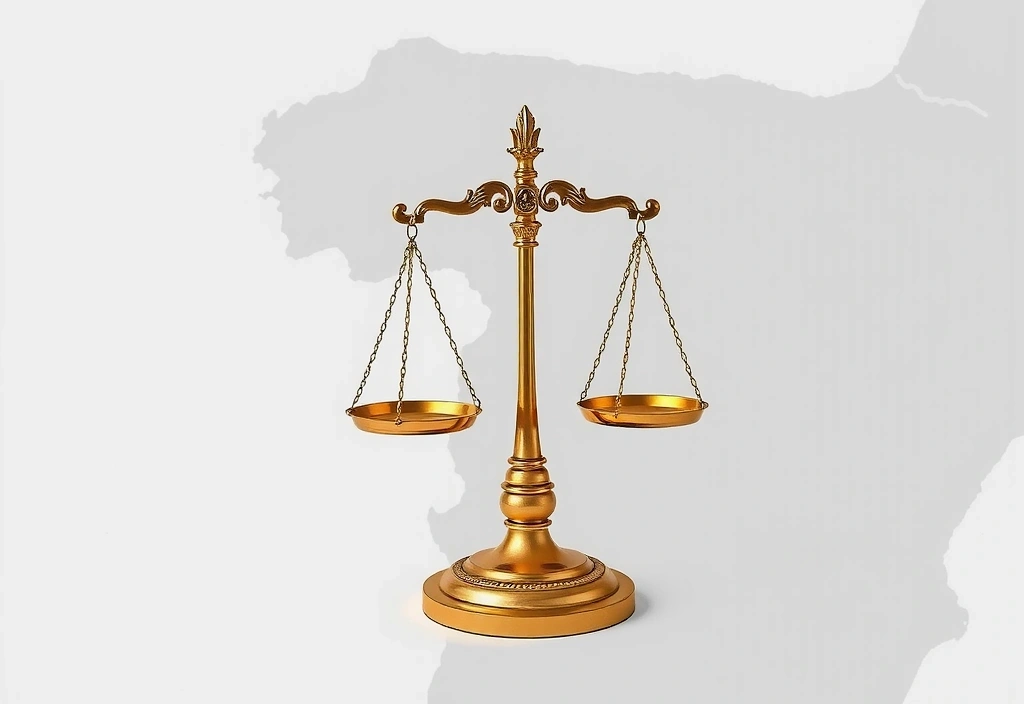 Balanza de la justicia sobre un mapa de España, simbolizando la jurisdicción